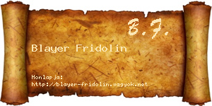 Blayer Fridolin névjegykártya